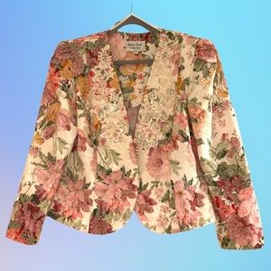 Vintage 1980s Nah Nah Collection floral sequin blazer VTG 14 medium M Large L